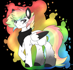 Size: 2600x2500 | Tagged: safe, artist:drawing-assassin-art, derpibooru exclusive, pegasus, pony, bandana, colored wings, freckles, high res, male, multicolored coat, multicolored hair, multicolored wings, scar, simple background, stallion, transparent background, vector, wings