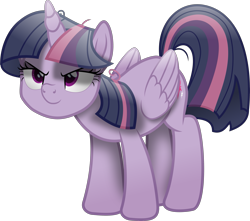 Size: 3523x3110 | Tagged: safe, artist:lincolnbrewsterfan, mean twilight sparkle, twilight sparkle, alicorn, pony, my little pony: the movie, rainbow roadtrip, the mean 6, .svg available, adorabolical, clone, cropped, cute, face down ass up, female, high res, kubrick stare, looking up, mare, movie accurate, multicolored hair, multicolored mane, multicolored tail, plotting your demise, shading, simple background, sinister, smiling, smirk, smug, smuglight sparkle, solo, svg, tail, transparent background, twilight sparkle (alicorn), vector, you need me