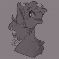 Size: 2048x2048 | Tagged: safe, artist:13chantecler, oc, oc only, oc:soaring spirit, pony, bust, chest fluff, glasses, high res, looking at you, male, monochrome, request, simple background, sketch, smiling, smiling at you, solo, stallion