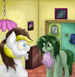 Size: 1920x1984 | Tagged: safe, artist:lennystendhal13, oc, oc only, oc:moorsavage, oc:stendhal, earth pony, pony, unicorn, facial hair, female, male, mare, stallion, thermometer