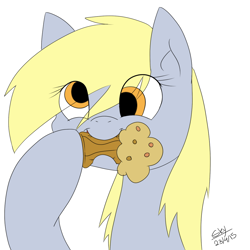 Size: 1024x1024 | Tagged: safe, artist:artponie, derpy hooves, pegasus, pony, g4, 2015, female, food, mare, muffin, old art, simple background, solo, white background