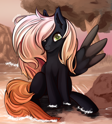 Size: 1024x1138 | Tagged: safe, artist:meepars, oc, oc only, pegasus, pony, art trade, female, pegasus oc, river, solo, water