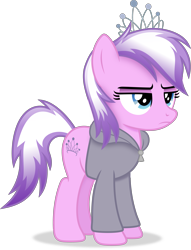 Size: 3266x4274 | Tagged: safe, artist:anime-equestria, diamond tiara, earth pony, pony, g4, alternate hairstyle, clothes, female, hoodie, jewelry, mare, older, older diamond tiara, simple background, solo, tiara, transparent background, unamused, vector