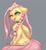 Size: 1200x1293 | Tagged: safe, artist:inkypuso, fluttershy, pegasus, pony, g4, alternate hairstyle, blushing, braid, braided ponytail, cute, female, floppy ears, folded wings, gray background, happy, mare, one ear down, one eye closed, open mouth, open smile, shyabetes, signature, simple background, sitting, smiling, solo, wings