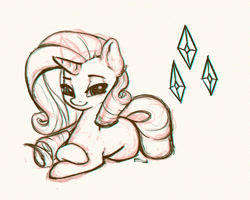 Size: 1000x798 | Tagged: safe, artist:inkypuso, rarity, pony, unicorn, g4, female, horn, lying down, mare, monochrome, prone, signature, simple background, sketch, solo