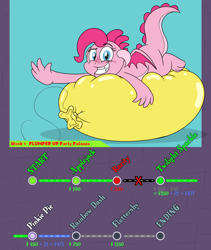 Size: 4800x5700 | Tagged: safe, artist:rupertbluefox, pinkie pie, dragon, series:mane6dragonsquestscaleybelly, absurd resolution, balloon, balloon fetish, balloon riding, balloon sitting, bedroom eyes, cute, diapinkes, dragoness, dragonified, fat fetish, female, fetish, incentive drive, lying down, pinkiedragon, progress, prone, sitting, smiling, species swap, squishy, that dragon sure does love balloons, that pony sure does love balloons, this will end in weight gain, wings