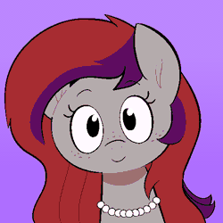 Size: 512x512 | Tagged: safe, artist:another_pony, oc, oc only, oc:evening prose, pegasus, pony, animated, female, freckles, gif, jewelry, looking at you, mare, necklace, pearl necklace, smiling, smiling at you
