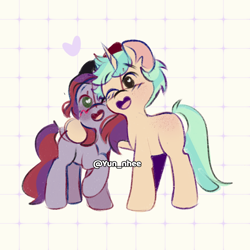 Size: 1000x1000 | Tagged: safe, oc, oc only, oc:sunrise sentry, pegasus, pony, unicorn, female, freckles, jewelry, male, mare, necklace, pearl necklace, shipping, stallion, straight