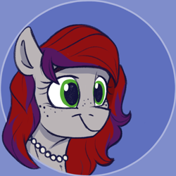 Size: 700x700 | Tagged: safe, artist:rutkotka, oc, oc only, oc:evening prose, pegasus, pony, female, freckles, jewelry, mare, necklace, pearl necklace