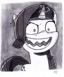 Size: 1024x1229 | Tagged: safe, artist:drchrisman, rarity, g4, evil rarity, monochrome, possessed, sproutity
