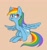 Size: 955x1024 | Tagged: safe, artist:ilcerbiastrello, rainbow dash, pegasus, pony, g4, female, mare, simple background, solo, tan background