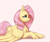 Size: 3585x3005 | Tagged: safe, artist:aquaticvibes, fluttershy, pegasus, pony, g4, beige background, female, high res, lying down, mare, profile, prone, simple background, smiling, solo, spread wings, wings