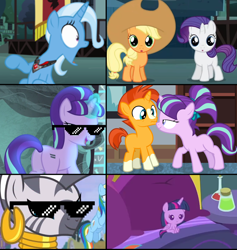 Size: 2000x2108 | Tagged: safe, screencap, apple bloom, starlight glimmer, sunburst, sweetie belle, trixie, twilight sparkle, zecora, alicorn, pony, zebra, ail-icorn, g4, interseason shorts, magic duel, princess twilight sparkle (episode), uncommon bond, alicorn amulet, baby, baby pony, babylight sparkle, bed, butt, cowboy hat, female, filly, foal, glimmer glutes, hat, high res, meme, twilight sparkle (alicorn), younger