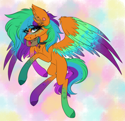 Size: 3237x3137 | Tagged: safe, artist:beamybutt, oc, oc only, pegasus, pony, abstract background, choker, colored hooves, ear fluff, eyelashes, female, high res, mare, pegasus oc, solo, wings