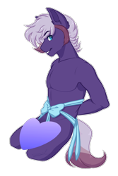 Size: 1200x1800 | Tagged: safe, artist:purplegrim40, oc, oc only, earth pony, anthro, arm behind back, censored, commission, earth pony oc, facial hair, heart, male, simple background, solo, transparent background, ych result