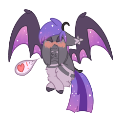 Size: 2000x2000 | Tagged: safe, artist:michini, oc, oc only, bat pony, blushing, flustered, heart, high res, simple background, solo, speech bubble, transparent background
