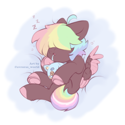Size: 1100x1100 | Tagged: safe, artist:avroras_world, oc, oc only, oc:walter evans, pegasus, pony, male, multicolored hair, multicolored mane, onomatopoeia, pegasus oc, short hair, short mane, short tail, simple background, sketch, sleeping, solo, sound effects, stallion, tail, white background, wings, zzz
