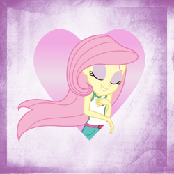 Size: 800x800 | Tagged: safe, artist:xxlyrathecatxx, fluttershy, human, equestria girls, g4, camp everfree outfits, eyes closed, female