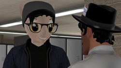 Size: 3840x2160 | Tagged: safe, artist:mr-wolfapex, oc, oc only, oc:kurt marek (electro-crit), 3d, beanie, college, glasses, hat, high res, lockers, medic, smiling, team fortress 2
