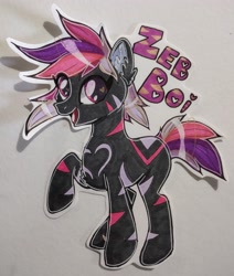 Size: 2741x3226 | Tagged: safe, artist:annuthecatgirl, oc, oc only, oc:zeb boi, badger, pony, zebra, high res, solo, traditional art