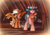 Size: 3000x2076 | Tagged: safe, artist:neonishe, oc, oc only, oc:neon star, oc:sunshinenya, alicorn, insect, pegasus, pony, alicorn oc, cave, clothes, cute, flower, flower in hair, high res, horn, scarf, wings