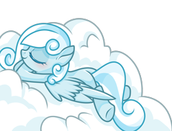 Size: 2048x1556 | Tagged: safe, artist:gouzitongxue23284, oc, oc:snowdrop, pegasus, pony, blushing, cloud, eyes closed, female, filly, foal, lying down, lying on a cloud, on a cloud, simple background, sleeping, smiling, solo, transparent background