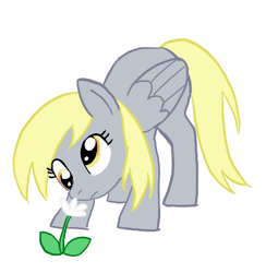 Size: 471x483 | Tagged: safe, artist:forest0816, derpy hooves, pegasus, pony, g4, derp, female, flower, folded wings, mare, simple background, solo, white background, wings