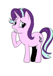 Size: 500x708 | Tagged: safe, artist:forest0816, starlight glimmer, pony, unicorn, g4, female, horn, mare, open mouth, raised hoof, simple background, solo, white background