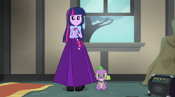 Size: 1280x714 | Tagged: safe, artist:starman1999, edit, edited screencap, screencap, spike, twilight sparkle, dog, human, equestria girls, g4, my little pony equestria girls: rainbow rocks, clothes, long skirt, skirt, spike the dog, twilight sparkle (alicorn)