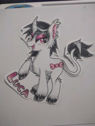 Size: 3000x4000 | Tagged: safe, artist:annuthecatgirl, oc, oc only, oc:luca, classical unicorn, pony, unicorn, cloven hooves, horn, leonine tail, tail, traditional art, unshorn fetlocks