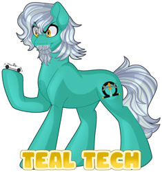 Size: 1280x1359 | Tagged: safe, artist:thehaywaiianhorse, oc, oc:teal tech, earth pony, pony, male, simple background, solo, stallion, white background