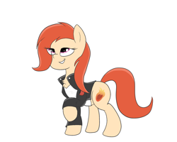 Size: 2000x1600 | Tagged: safe, artist:amateur-draw, oc, oc:phosphor flame, earth pony, pony, clothes, female, jacket, leather, leather jacket, mare, shirt, simple background, solo, white background