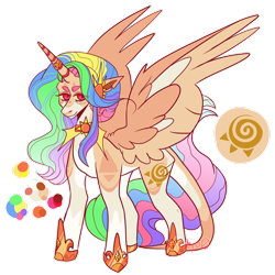 Size: 1920x1920 | Tagged: safe, artist:mintyo0s, princess celestia, alicorn, pony, g4, female, hoof shoes, horn, horn ring, mare, redesign, ring, simple background, solo, story included, transparent background