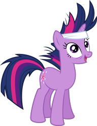 Size: 2096x2741 | Tagged: safe, artist:sollace, twilight sparkle, pony, unicorn, g4, it's about time, .svg available, bandage, female, full body, high res, mare, messy mane, open mouth, open smile, simple background, smiling, solo, standing, svg, tired, transparent background, twilynanas, unicorn twilight, vector