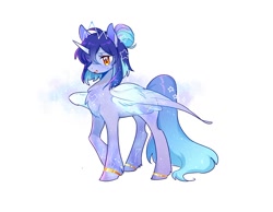 Size: 656x509 | Tagged: safe, artist:dreamsugar, oc, oc only, oc:asteria, alicorn, pony, alicorn oc, constellation freckles, female, freckles, full body, horn, mare, profile, simple background, solo, spread wings, stars, white background, wings