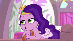 Size: 1920x1080 | Tagged: safe, screencap, pipp petals, pegasus, pony, g5, my bananas, my little pony: tell your tale, spoiler:g5, spoiler:my little pony: tell your tale, spoiler:tyts01e21, adorapipp, animated, cute, eyebrows, female, folded wings, gif, grin, happy, headband, i watch it for the tail, jewelry, lidded eyes, mare, open mouth, regalia, smiling, solo, stupid sexy pipp petals, tail, tail wag, wings