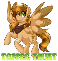 Size: 1280x1337 | Tagged: safe, artist:thehaywaiianhorse, oc, oc:toffee twist, pegasus, pony, colored wings, simple background, solo, two toned wings, white background, wings