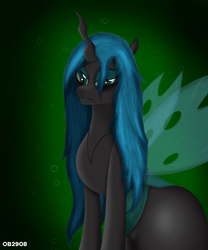 Size: 2500x3000 | Tagged: safe, artist:ob2908, queen chrysalis, changeling, changeling queen, g4, bags under eyes, female, high res, sitting