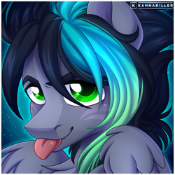 Size: 3000x3000 | Tagged: safe, artist:kannakiller, oc, oc only, pegasus, pony, chest fluff, cute, digital art, fur, green eyes, high res, language, looking at you, male, pegasus oc, solo, stallion, wings