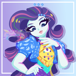 Size: 800x800 | Tagged: safe, artist:windywendy29, rarity, human, equestria girls, g4, my little pony equestria girls: better together, alternate hairstyle, bracelet, clothes, cute, eyeshadow, female, jewelry, lipstick, makeup, music festival outfit, nail polish, raribetes, shirt, skirt, solo