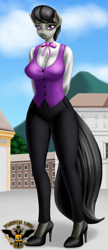 Size: 4320x10000 | Tagged: safe, artist:tsaritsaluna, octavia melody, earth pony, anthro, g4, bowtie, clothes, female, high heels, looking at you, pants, shoes, solo, waistcoat