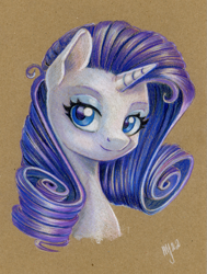 Size: 907x1200 | Tagged: safe, artist:maytee, rarity, pony, unicorn, g4, bust, colored pencil drawing, portrait, solo, traditional art