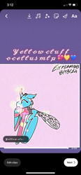 Size: 828x1792 | Tagged: safe, artist:enperry88, ocellus, changedling, changeling, g4, collaboration, crossover, cute, eyes closed, female, happy, raised hoof, smiling, solo, splatoon, splatoon 3, teenager