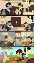 Size: 1280x2336 | Tagged: safe, artist:mr100dragon100, earth pony, pegasus, pony, comic:a house divided, adam (frankenstein monster), boss, comic, dark forest au's matthew, elderly, female, male, mother and child, mother and son, secretary, workhouse