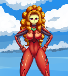 Size: 1700x1900 | Tagged: safe, artist:zachc, adagio dazzle, human, equestria girls, bodysuit, breasts, busty adagio dazzle, clothes, cosplay, costume, female, looking at you, neon genesis evangelion, plugsuit, solo, souryuu asuka langley