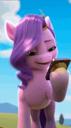 Size: 400x718 | Tagged: safe, screencap, pipp petals, pegasus, pony, g5, my little pony: make your mark, my little pony: make your mark chapter 1, spoiler:my little pony: make your mark, animated, cellphone, cropped, female, gif, i watch it for the ears, mare, phone, smartphone, solo