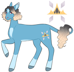 Size: 1280x1234 | Tagged: safe, artist:s0ftserve, oc, oc:crown jewel, earth pony, pony, female, magical gay spawn, magical threesome spawn, mare, offspring, parent:king sombra, parent:prince blueblood, parent:zephyr breeze, simple background, solo, transparent background