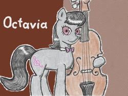 Size: 640x480 | Tagged: safe, artist:あすぐり, octavia melody, earth pony, pony, g4, bowtie, cello, digitally colored, female, looking at you, mare, musical instrument, solo, traditional art