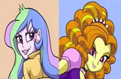 Size: 757x493 | Tagged: safe, artist:art-2u, edit, adagio dazzle, princess celestia, principal celestia, human, equestria girls, g4, cropped, wrong aspect ratio