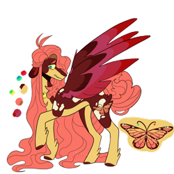 Size: 1920x1920 | Tagged: safe, artist:mintyo0s, fluttershy, butterfly, pegasus, pony, g4, feathered fetlocks, female, looking back, mare, raised hoof, redesign, simple background, solo, story included, transparent background, wings